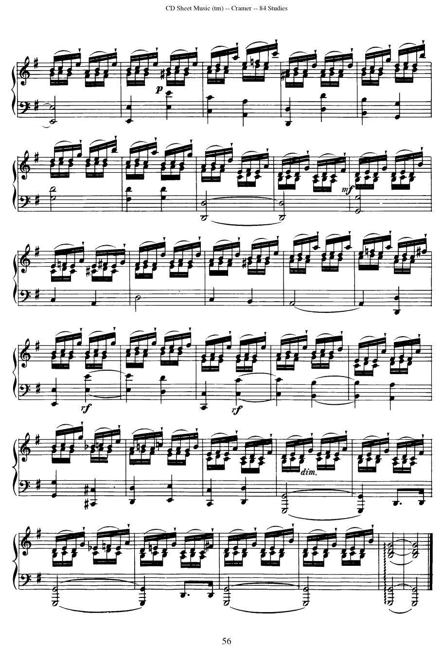 Cramer - 84 exercices（56—60）（克拉莫84首钢琴练习曲）钢琴曲谱（图6）