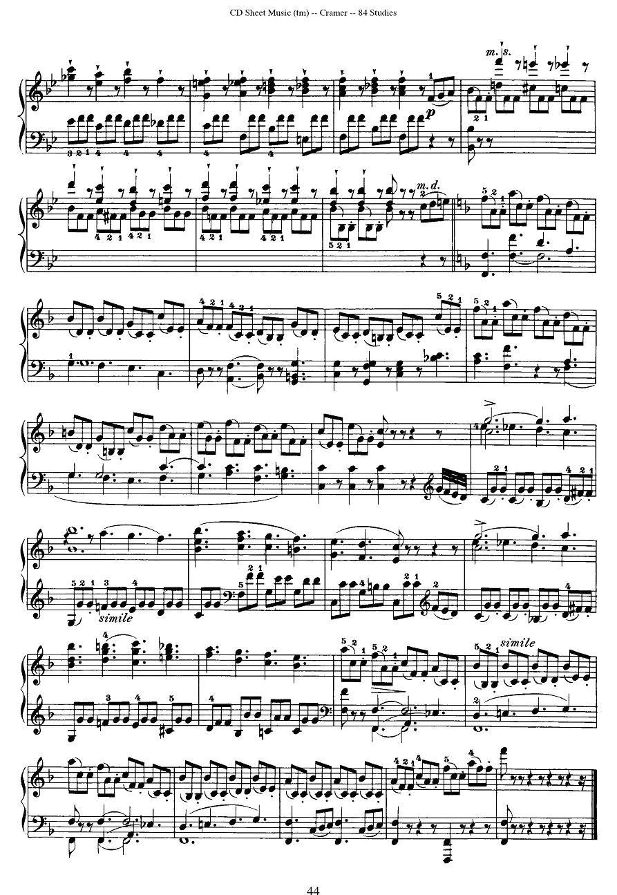 Cramer - 84 exercices（51—55）（克拉莫84首钢琴练习曲）钢琴曲谱（图4）
