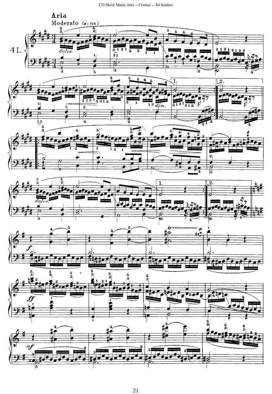 Cramer - 84 exercices（41—45）（克拉莫84首钢琴练习曲）钢琴曲谱（图1）
