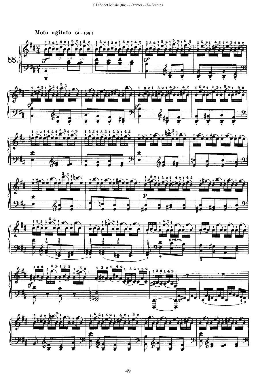 Cramer - 84 exercices（51—55）（克拉莫84首钢琴练习曲）钢琴曲谱（图9）