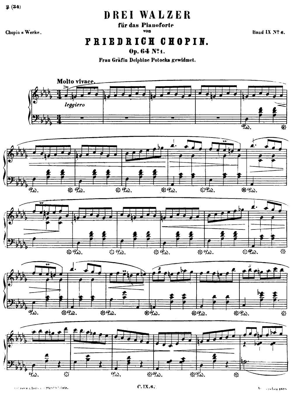 Minute Op64 No1（降D大调（小狗）圆舞曲Op.64-1 ）钢琴曲谱（图1）