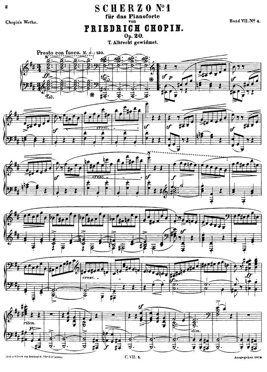 b小调钢琴谐谑曲Op.20（第一号）钢琴曲谱（图1）
