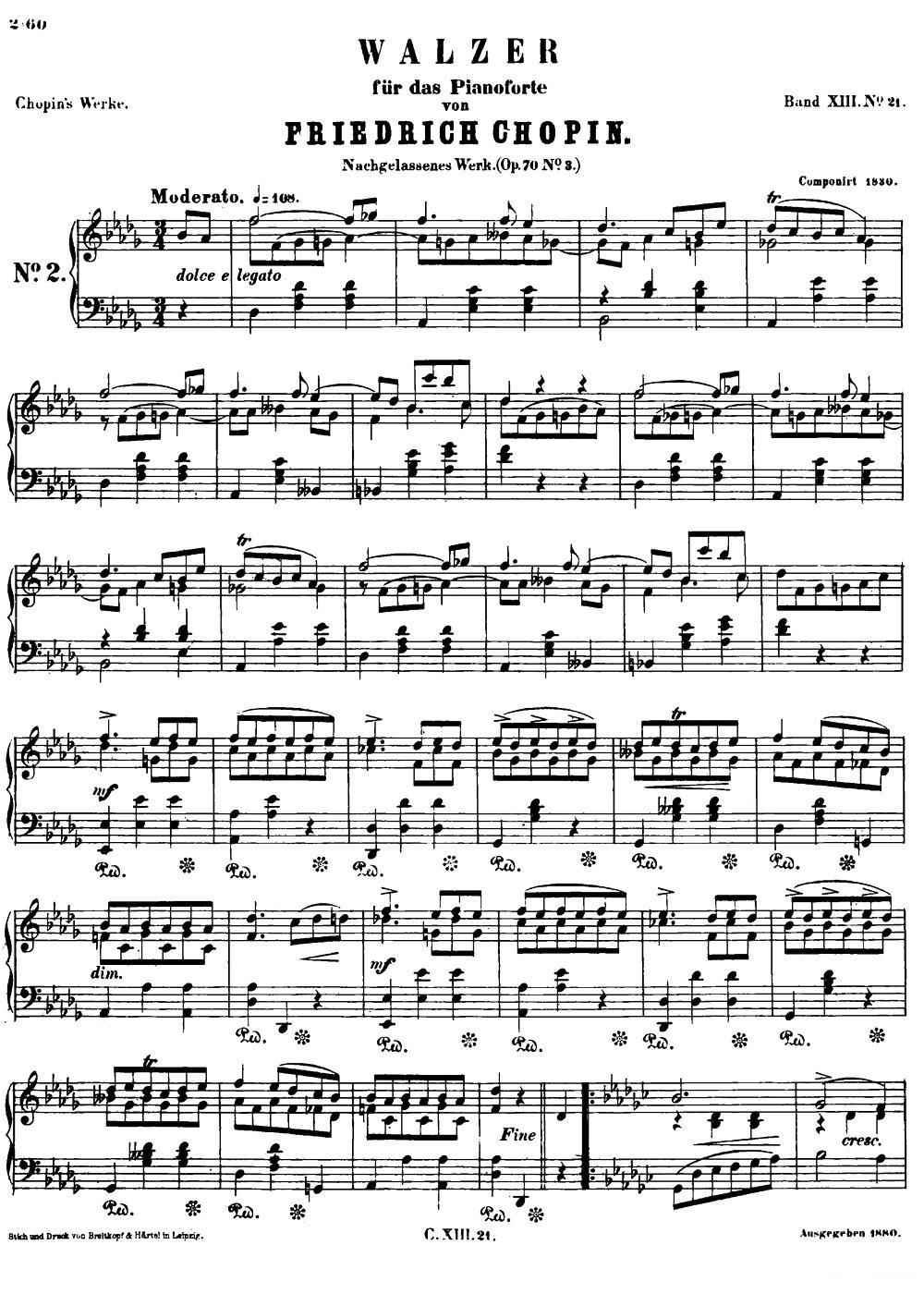 降D大调圆舞曲Op.70-3 钢琴曲谱（图1）
