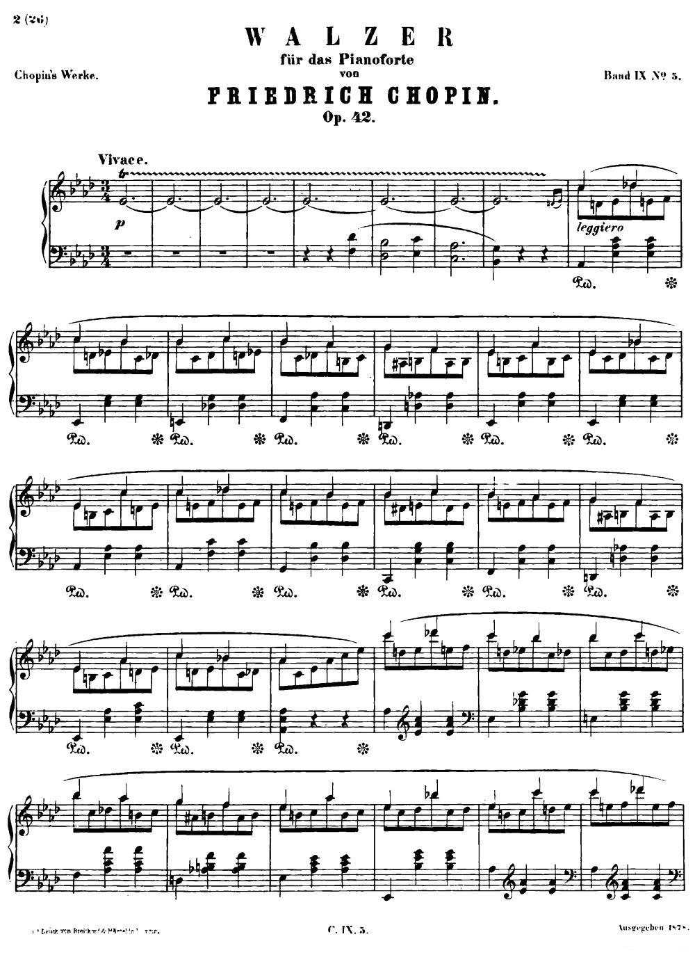 降A大调圆舞曲Op.42钢琴曲谱（图1）