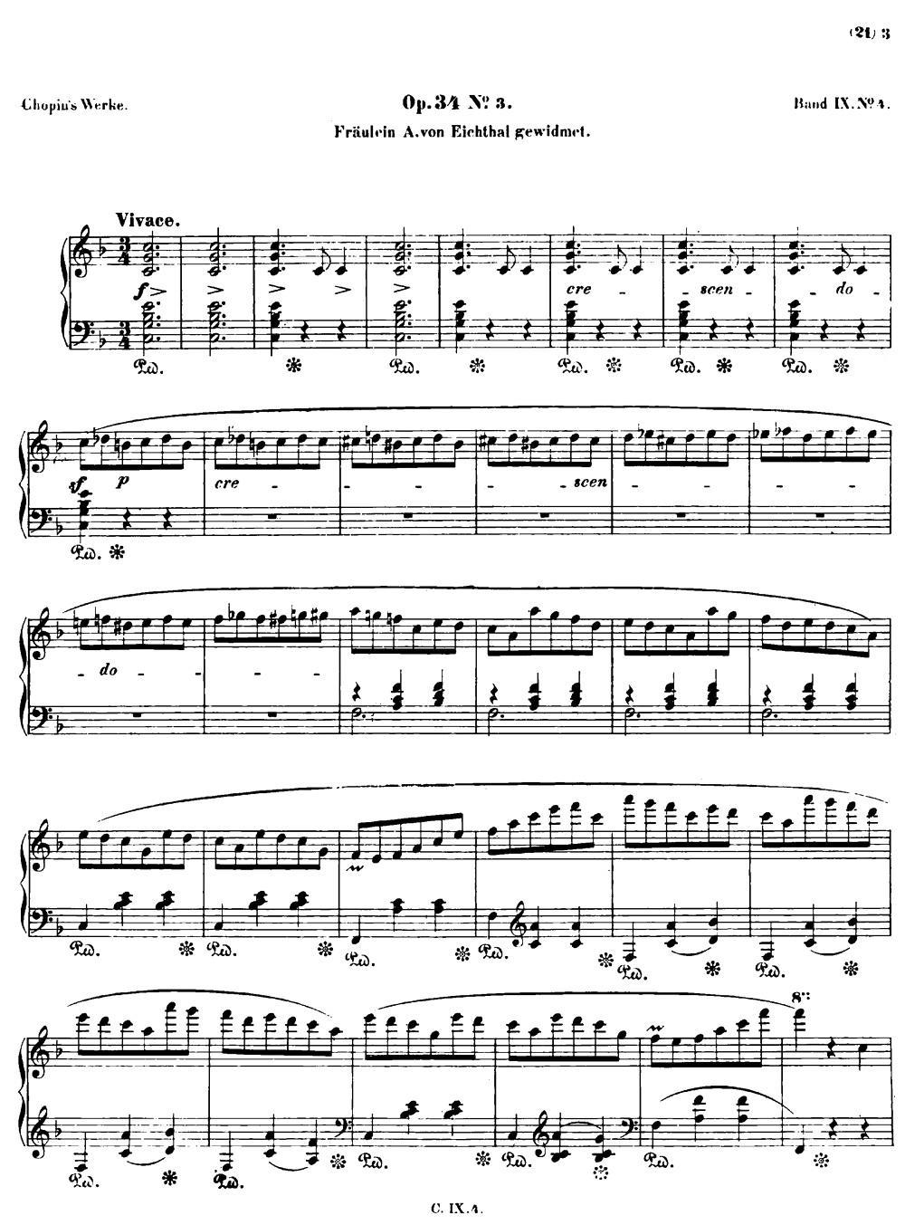 Valse brillante Op34 No3（F大调华丽圆舞曲Op.34-3）钢琴曲谱（图1）