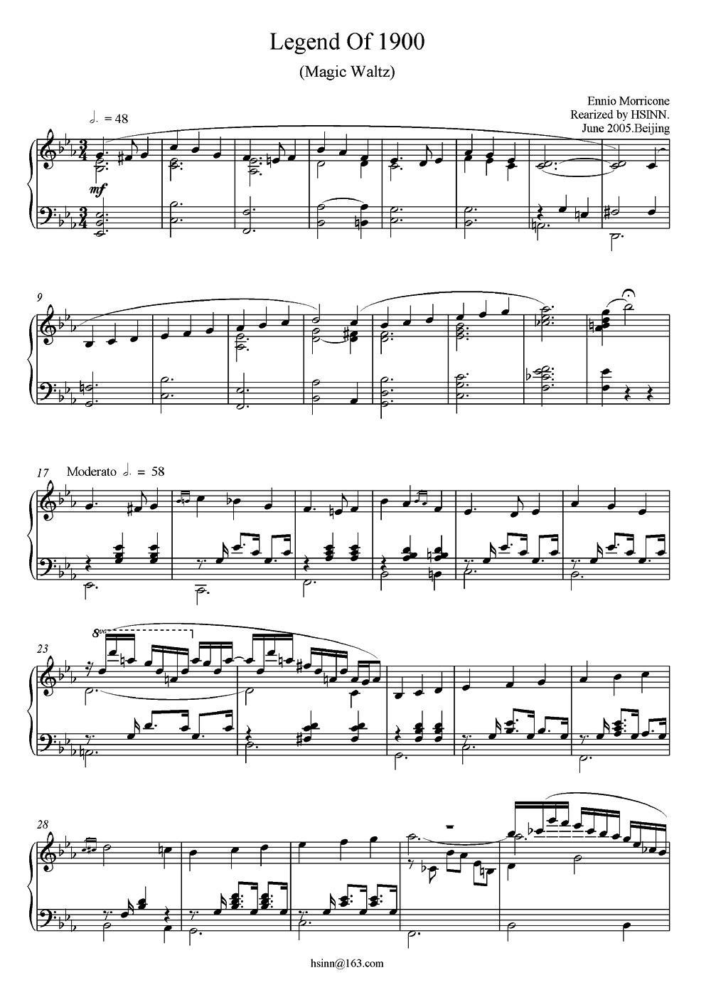 Legend Of 1900（电影《海上钢琴师》选曲）钢琴曲谱（图1）