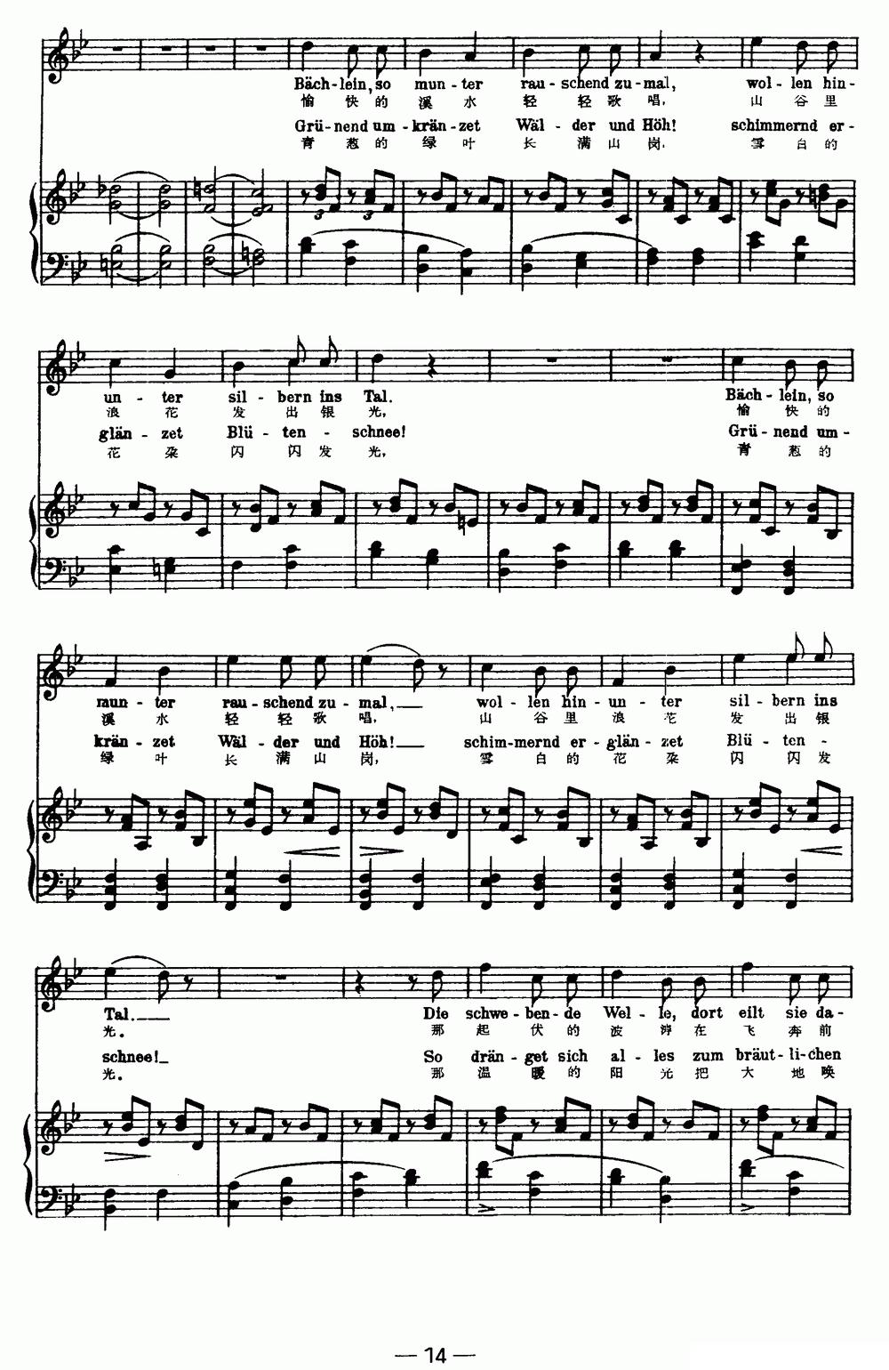 天鹅之歌 3、春的渴望（中外文对照、正谱）钢琴曲谱（图3）