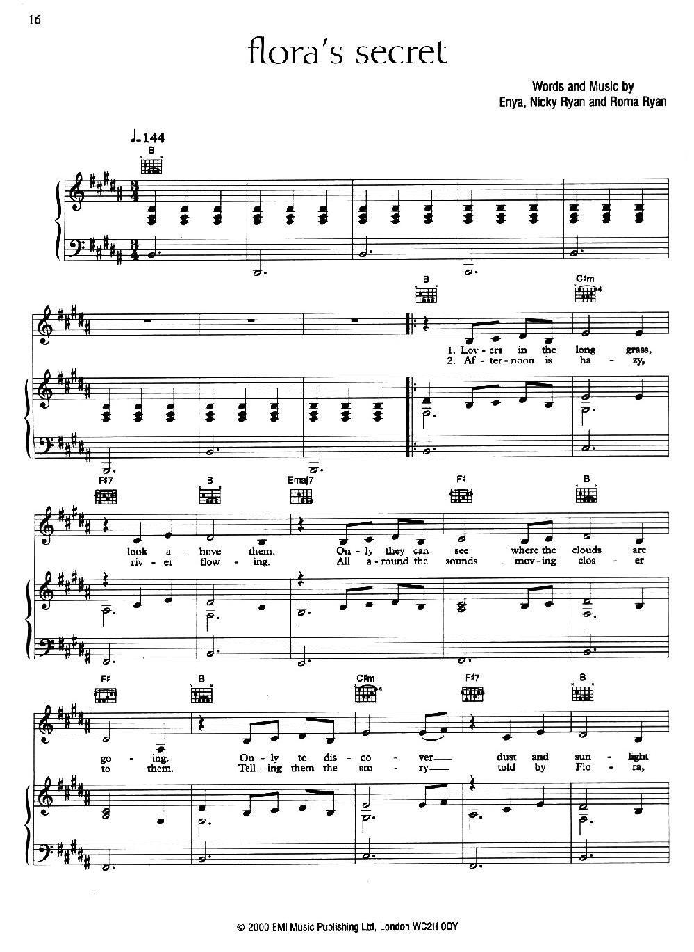 FLORA'S SECRET （花神的秘密）（正谱）钢琴曲谱（图1）