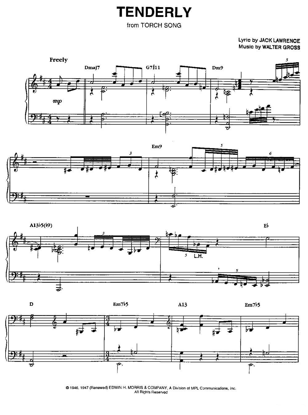 TENDERLY钢琴曲谱（图1）