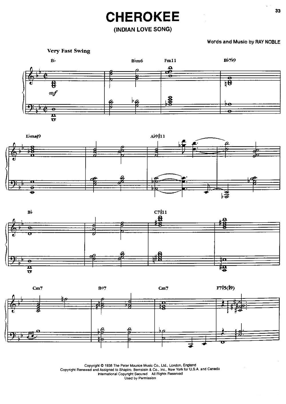 CHEROKEE钢琴曲谱（图1）
