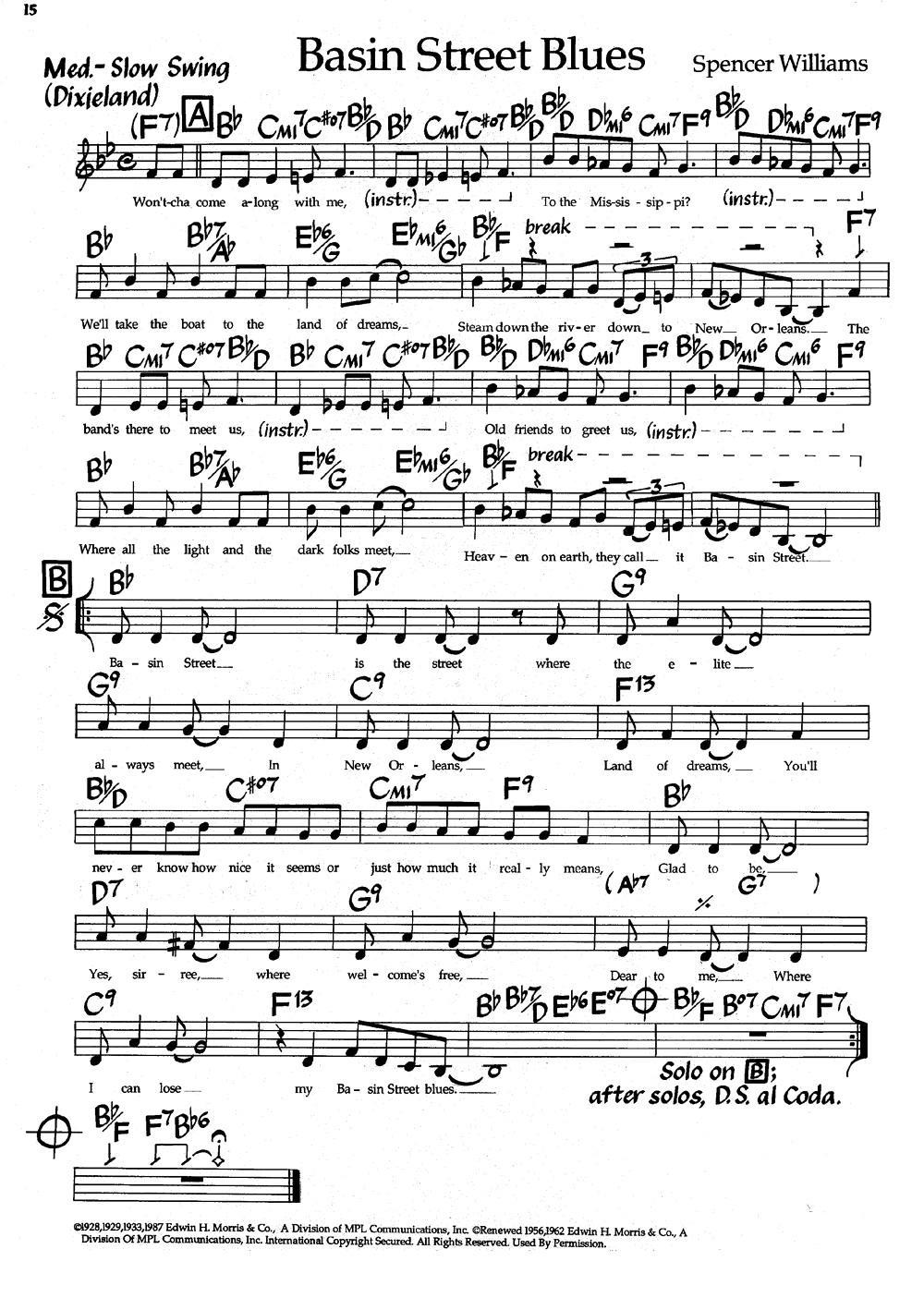 Basin Street Blues（盆地街蓝调）（爵士钢琴曲）钢琴曲谱（图1）
