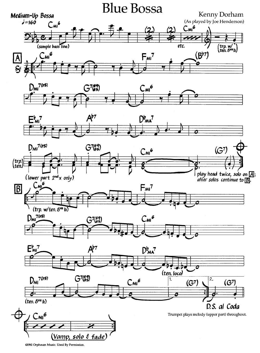 Blue Bossa（爵士钢琴曲）钢琴曲谱（图1）