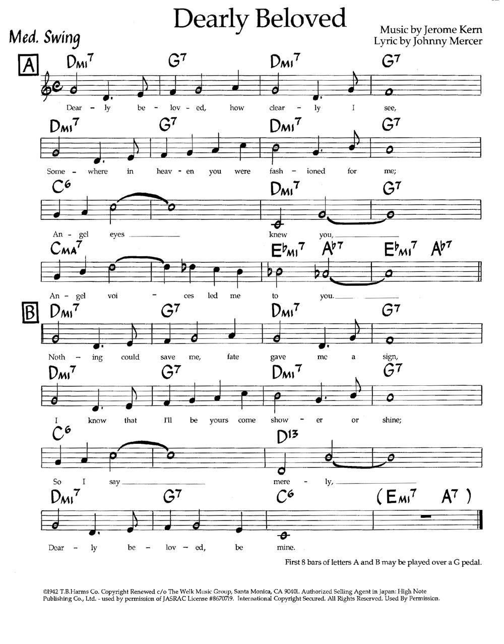 Dearly Beloved（亲爱的）（爵士钢琴曲）钢琴曲谱（图1）