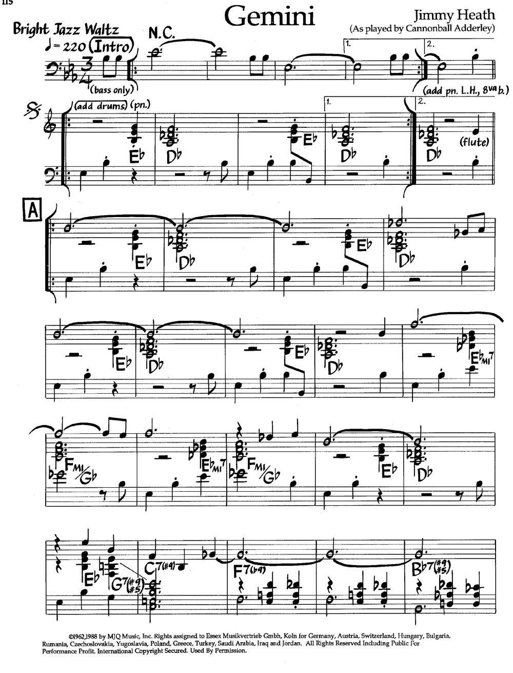Gemini（爵士钢琴曲）钢琴曲谱（图1）