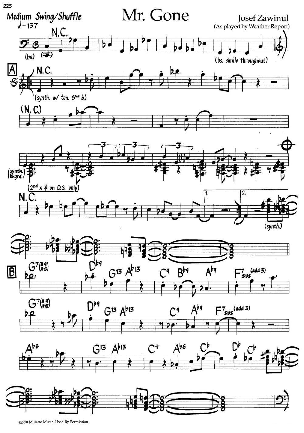 Mr. Gone（爵士钢琴曲）钢琴曲谱（图1）