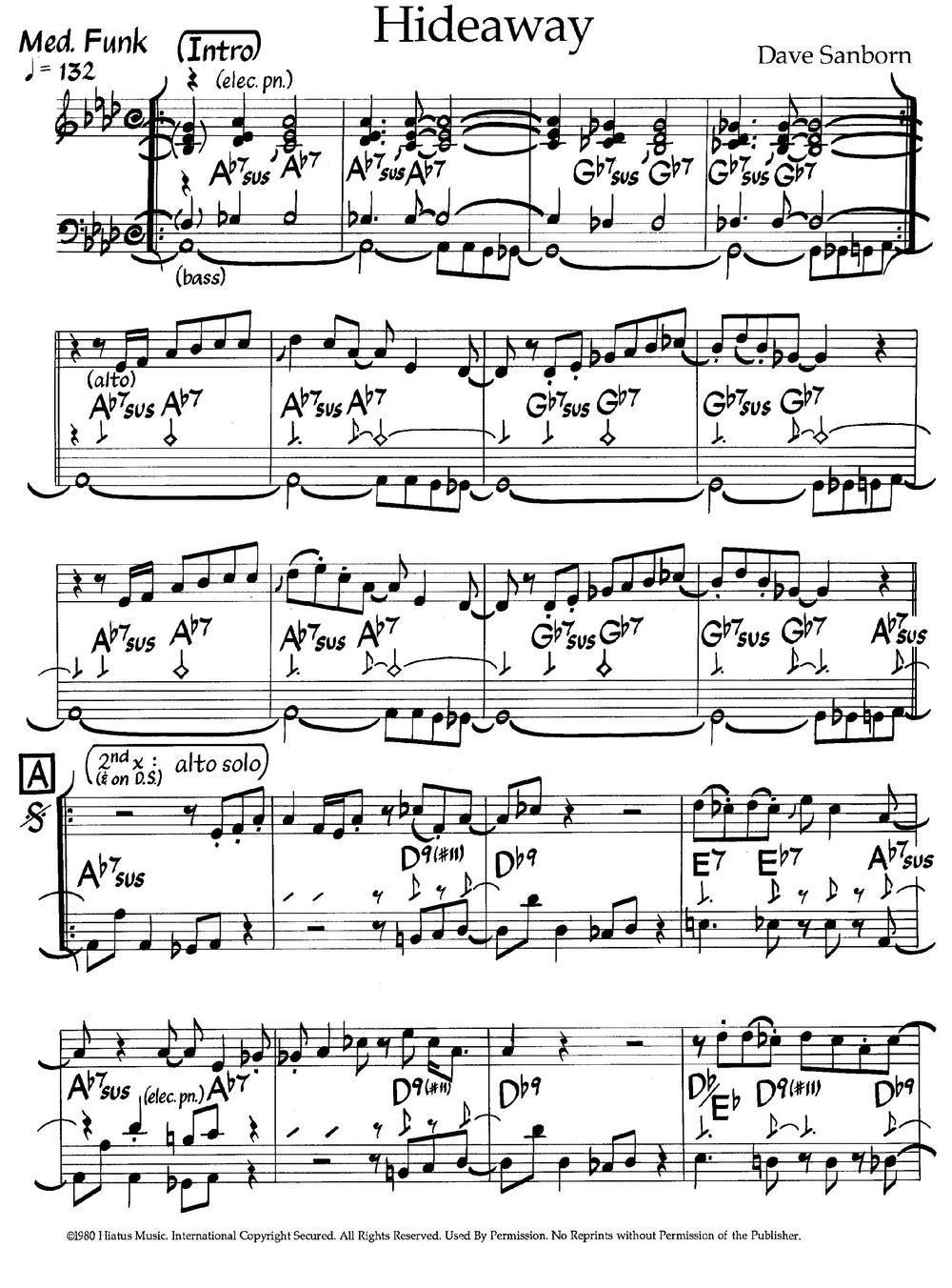 Hideaway（爵士钢琴曲）钢琴曲谱（图1）