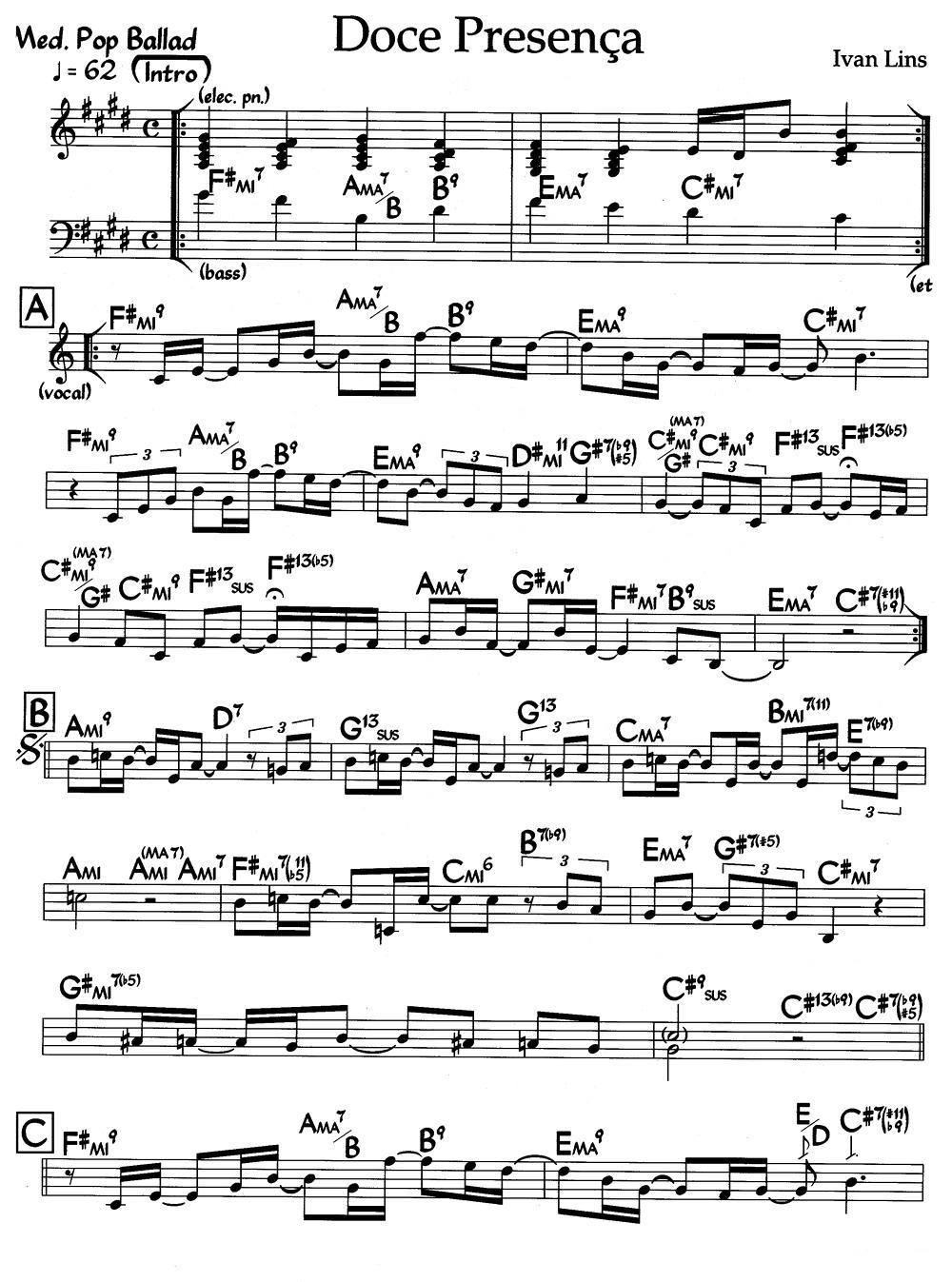 Doce Presenca（爵士钢琴曲）钢琴曲谱（图1）