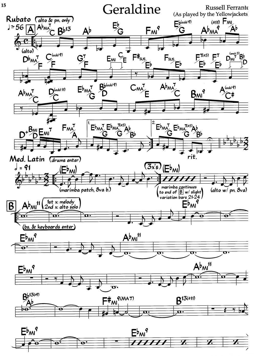 Geraldine（杰拉尔丁）（爵士钢琴曲）钢琴曲谱（图1）