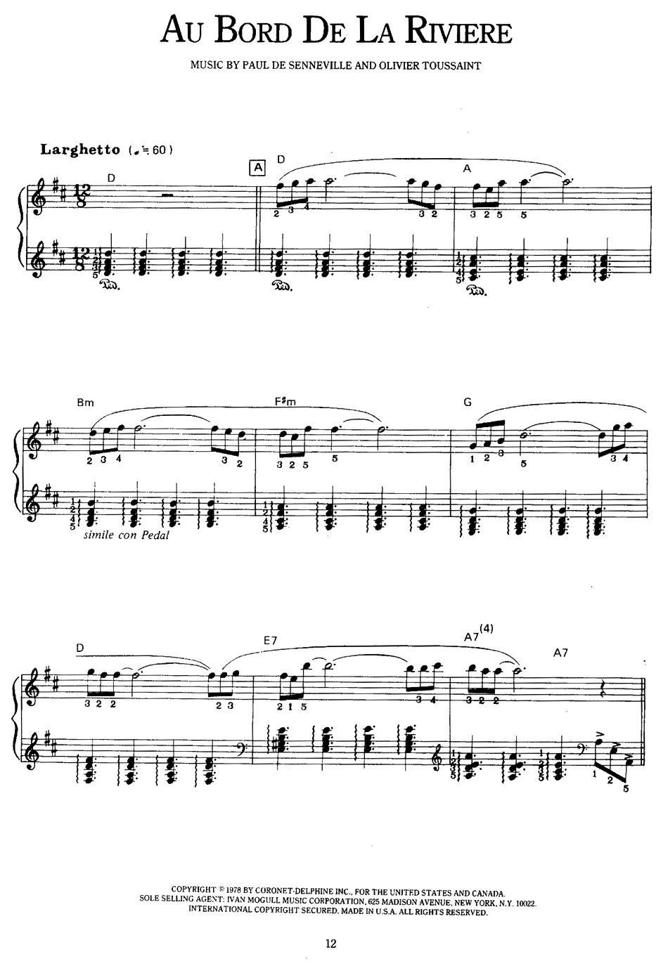Au bord de la riviere 钢琴曲谱（图1）