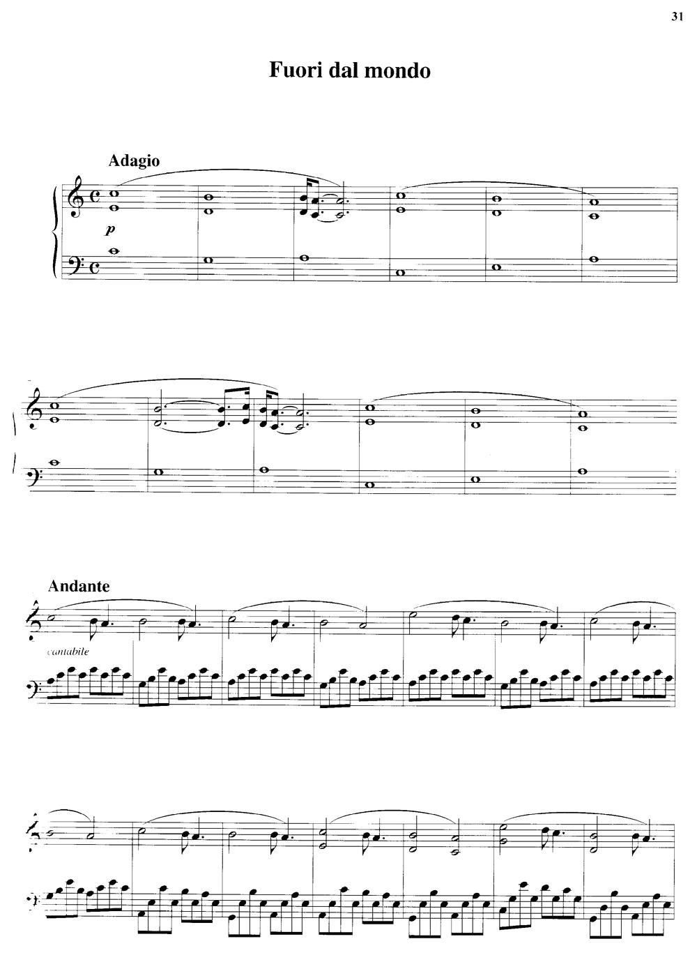 Fuori Dal Mondo钢琴曲谱（图1）