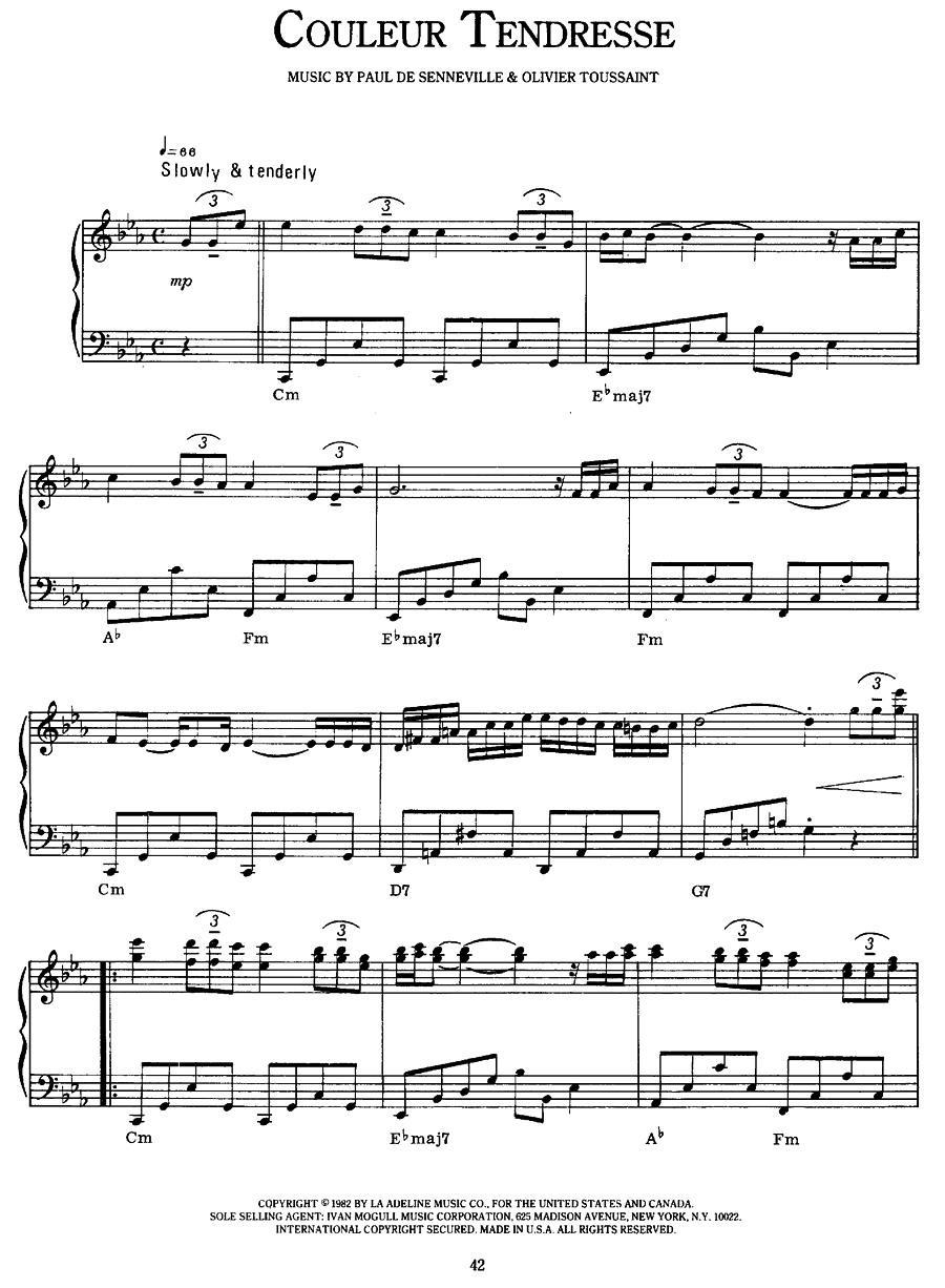 Couleur Tendresse（万种柔情）钢琴曲谱（图1）