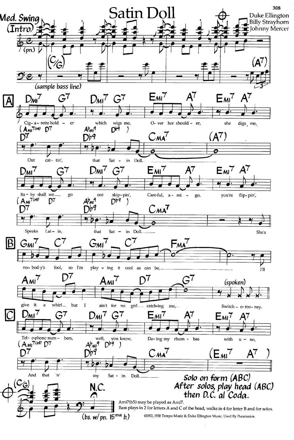 Satin Doll（爵士钢琴曲）钢琴曲谱（图1）