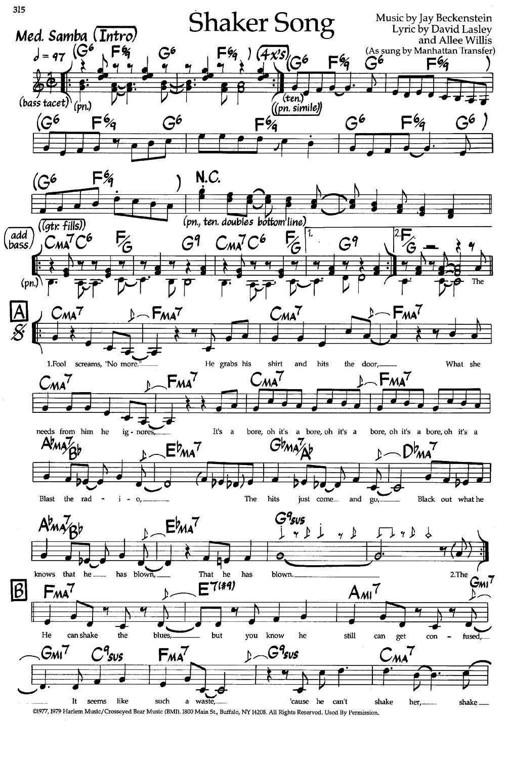 Shaker Song（爵士钢琴曲）钢琴曲谱（图1）