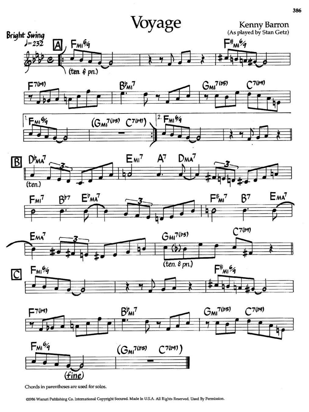 Voyage（爵士钢琴曲）钢琴曲谱（图1）