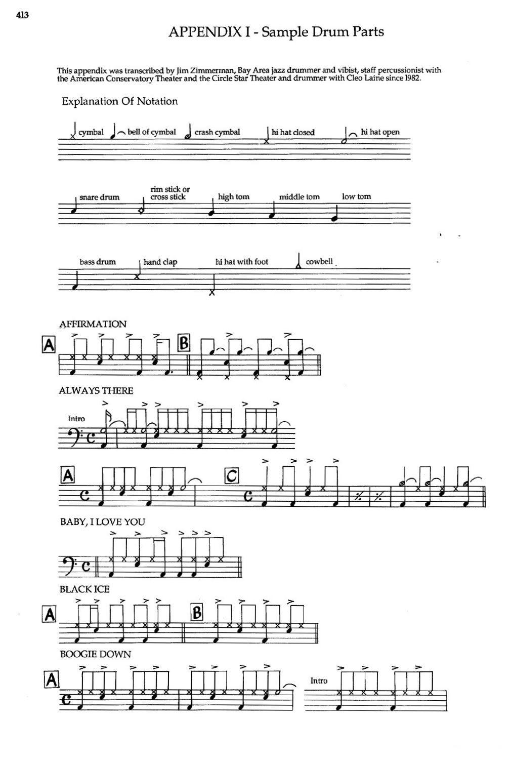 APPENDIXI - sample Drun Parts（爵士钢琴曲）钢琴曲谱（图1）