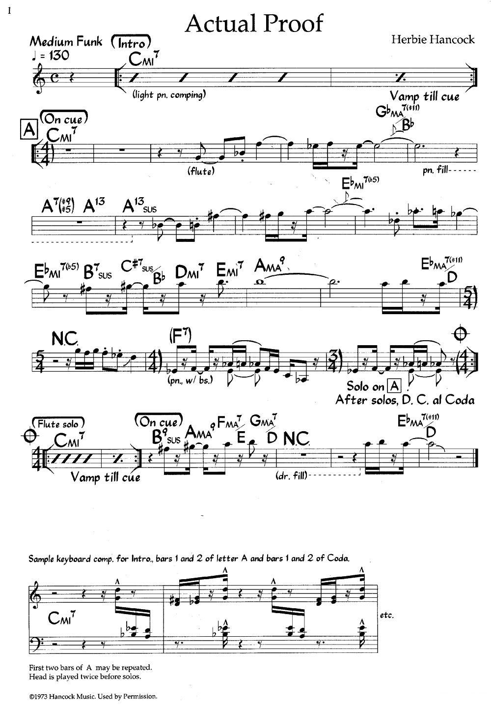 Actual Proof（爵士钢琴曲）钢琴曲谱（图1）