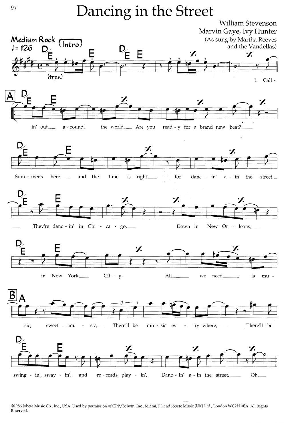 Dancing in the Street（带和弦五线谱）钢琴曲谱（图1）