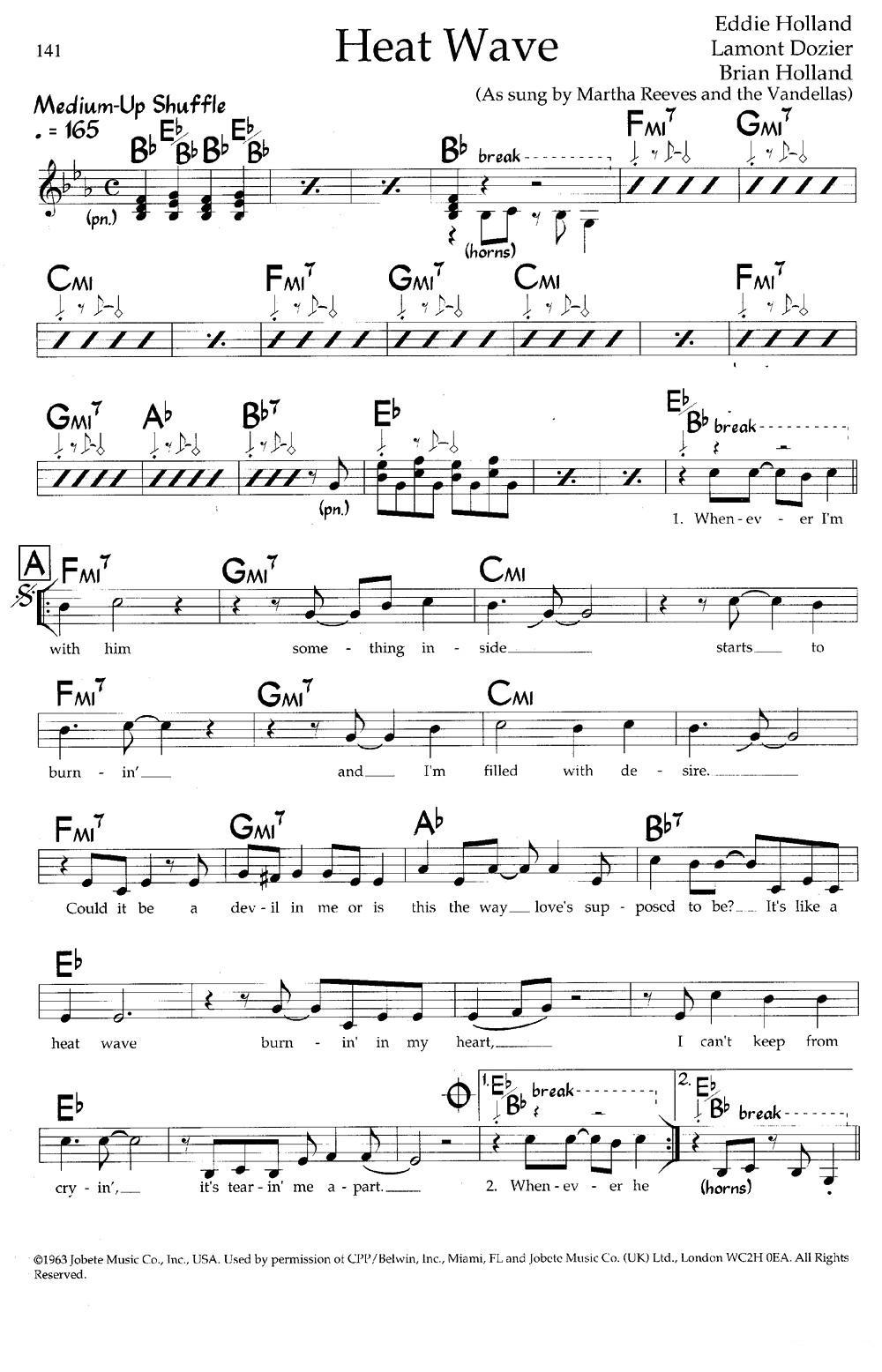 Heat Wave（带和弦五线谱）钢琴曲谱（图1）