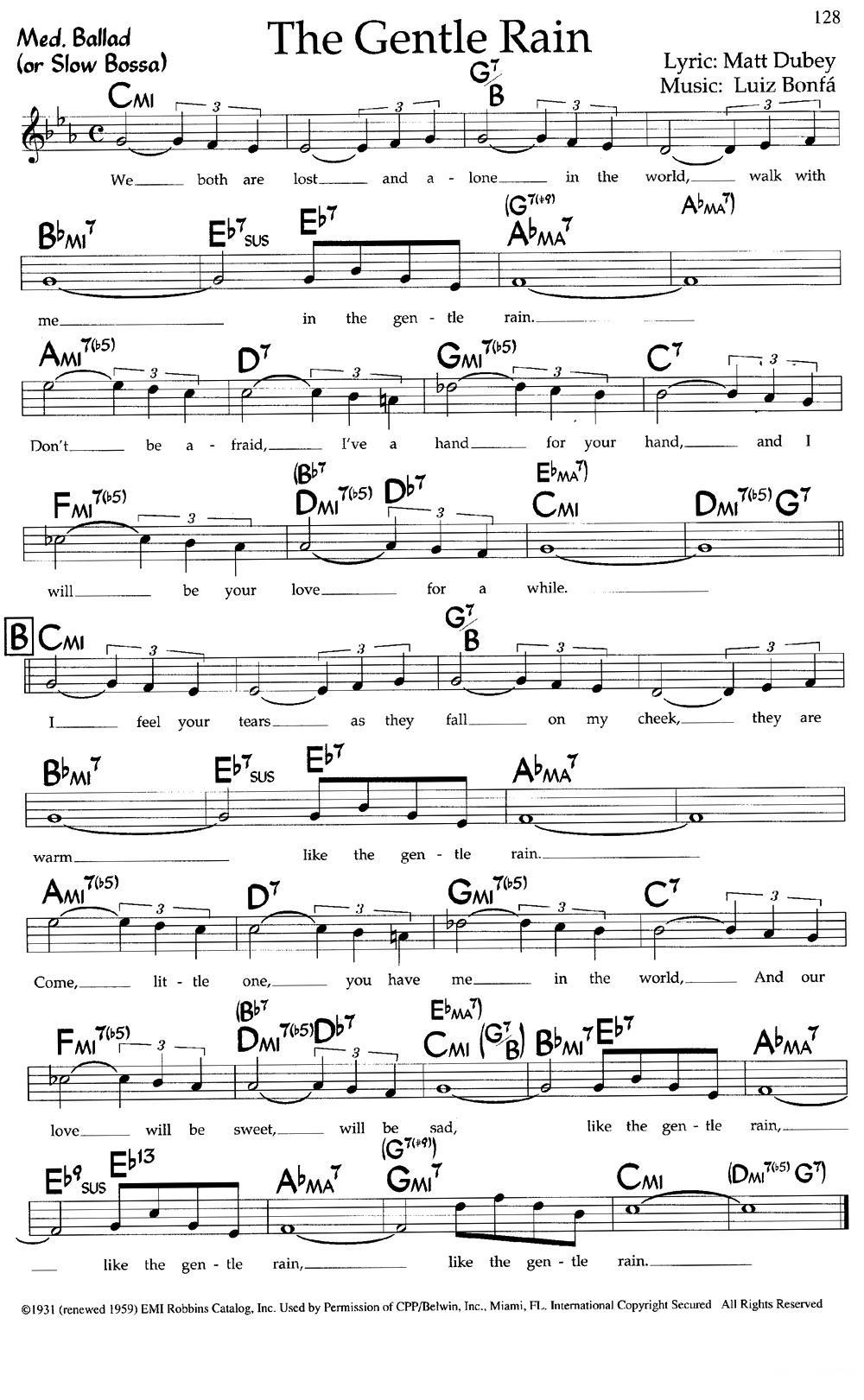 The Gentle Rain（带和弦五线谱）钢琴曲谱（图1）