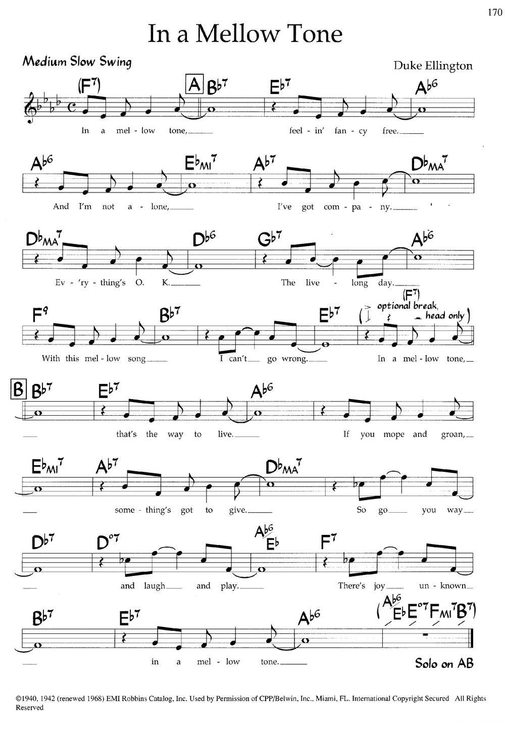 In a Mellow Tone（带和弦五线谱）钢琴曲谱（图1）