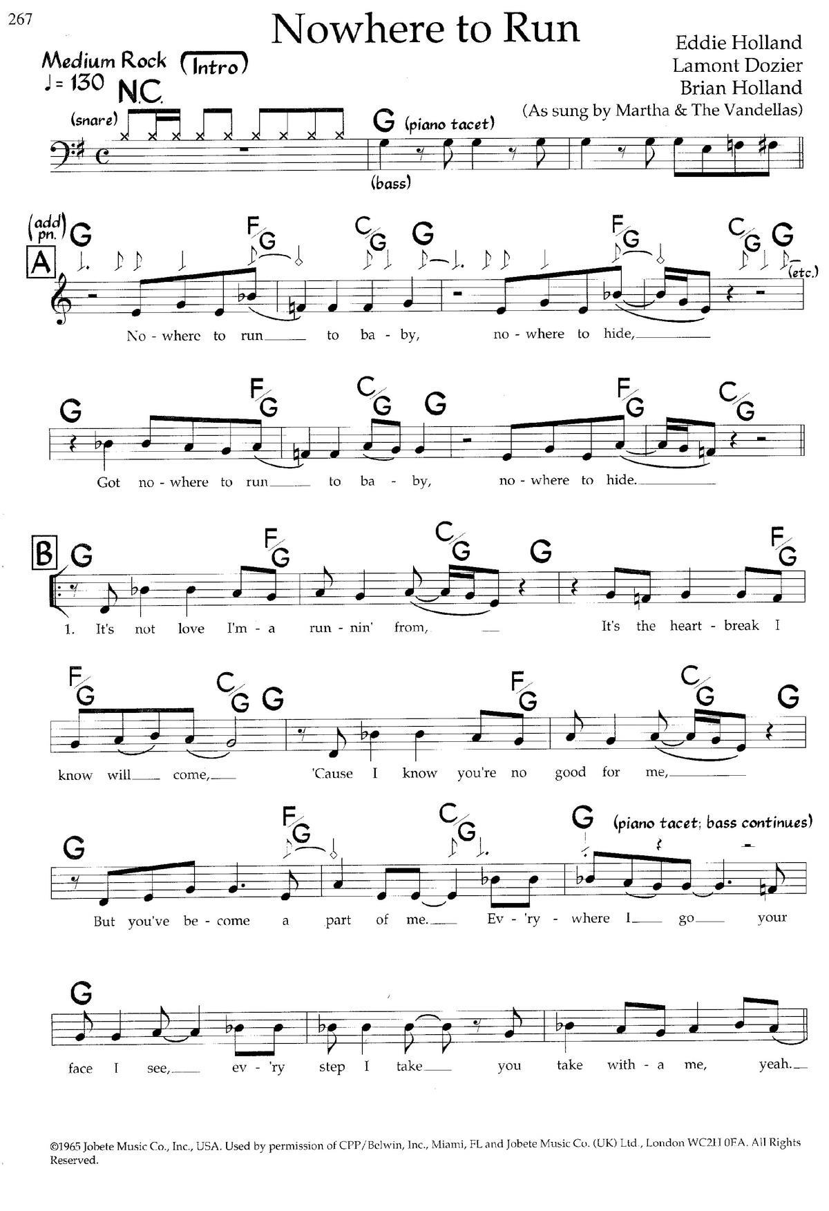 Nowhere to Run（带和弦五线谱）钢琴曲谱（图1）