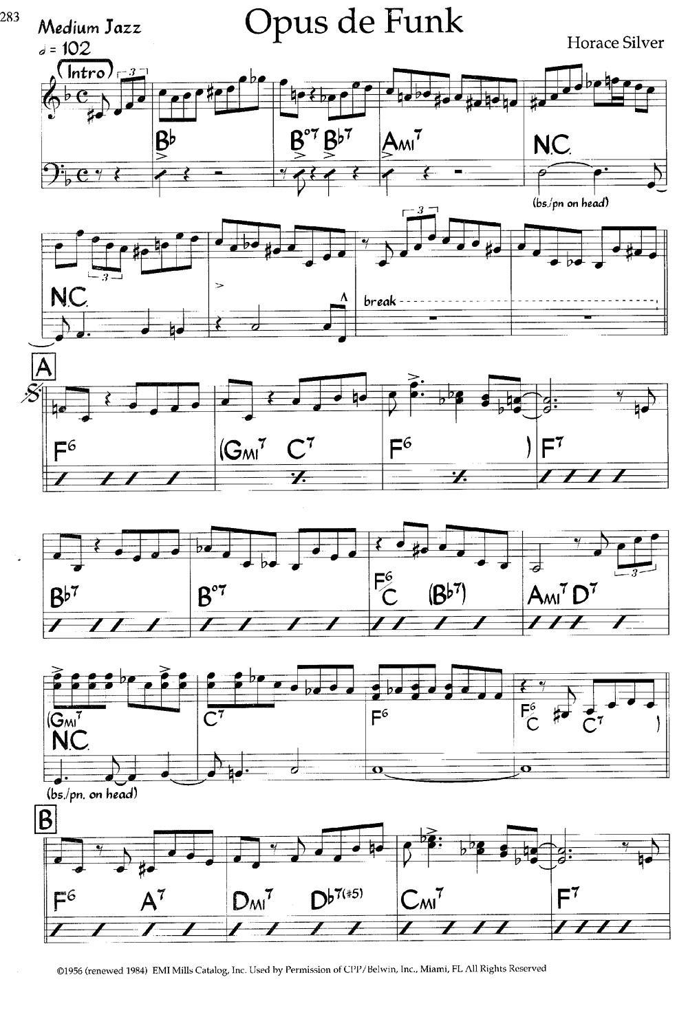 Opus de Funk（爵士钢琴曲）钢琴曲谱（图1）