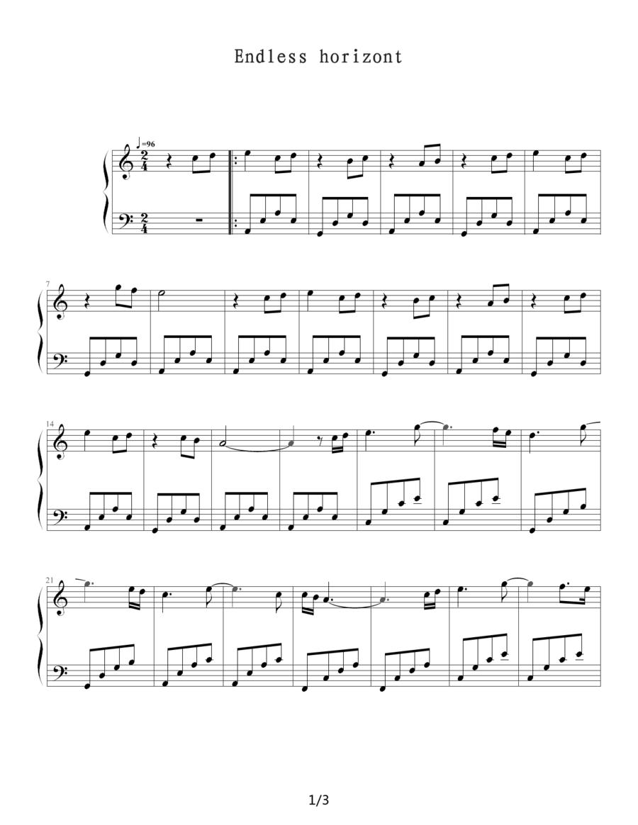 Endless horizon（无垠水平线）钢琴曲谱（图1）