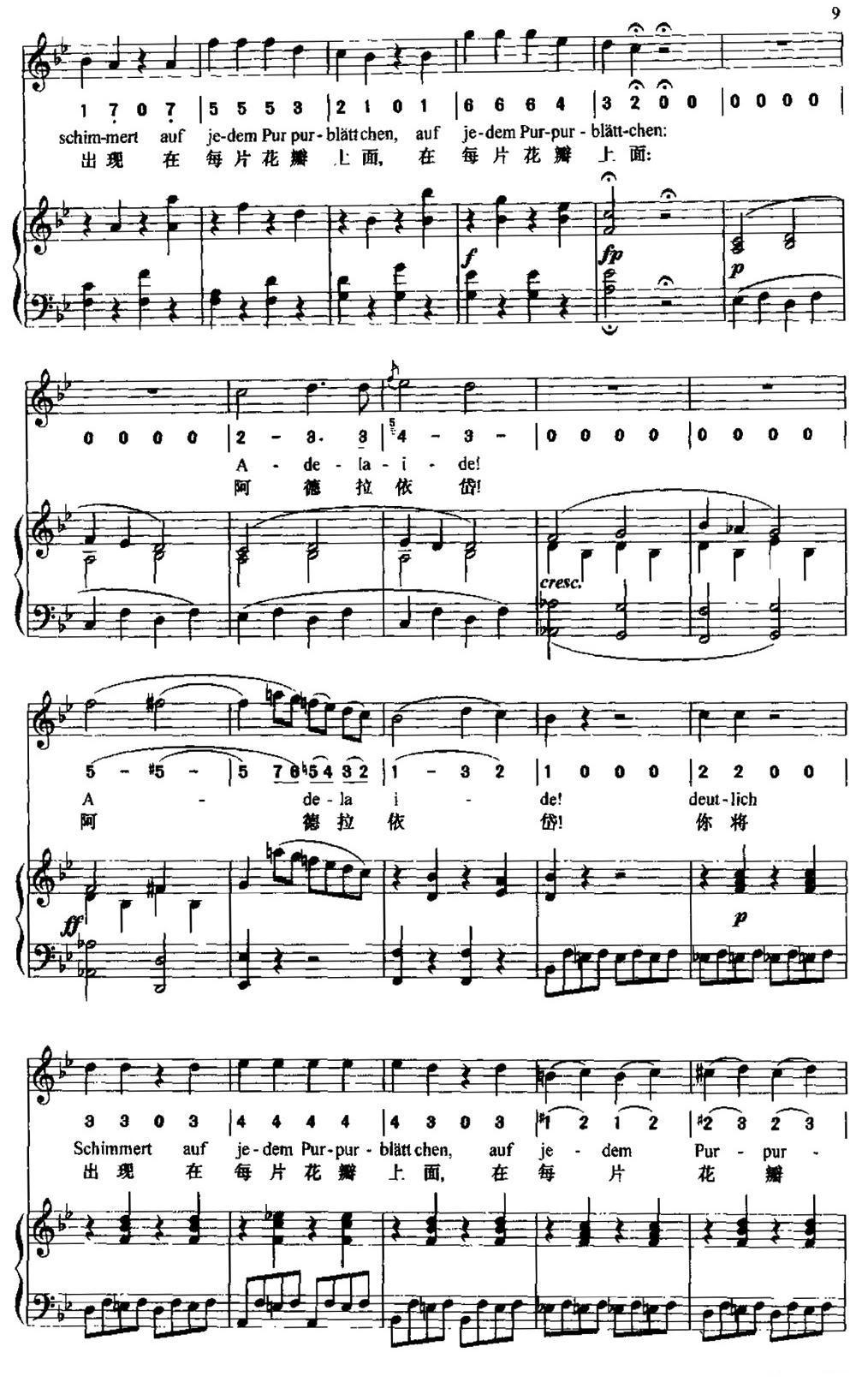 阿德拉依岱（中外文对照、正谱）钢琴曲谱（图9）