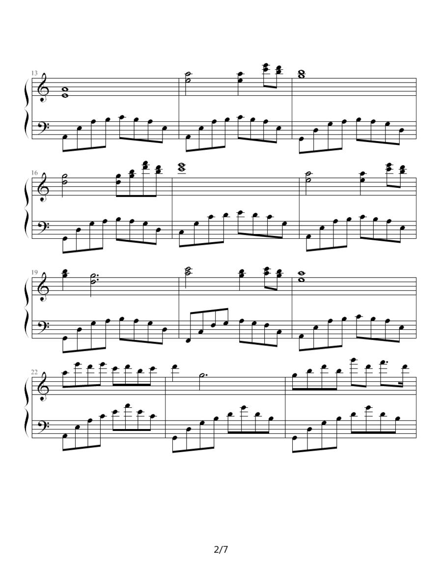 星的别月曲钢琴曲谱（图2）