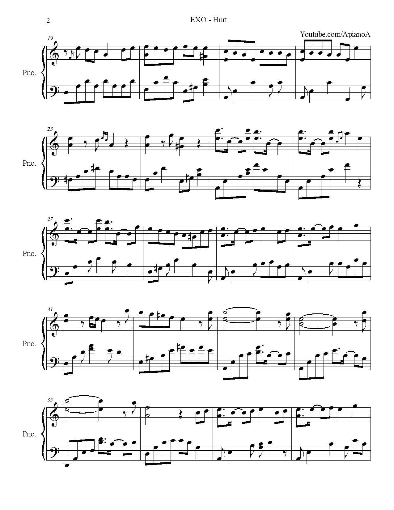 Hurt（伤害）钢琴曲谱（图2）