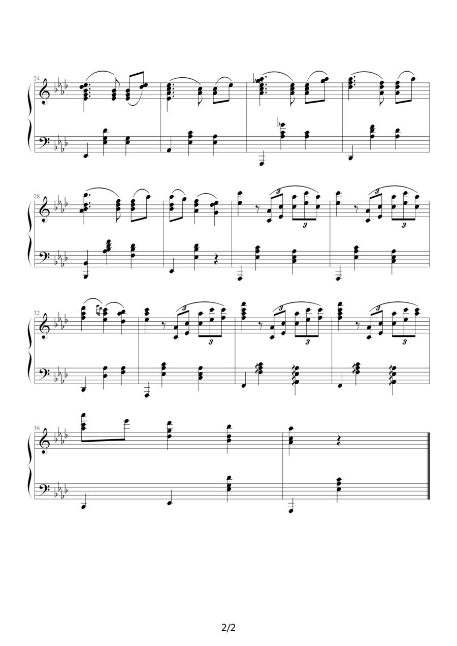 降A大调圆舞曲（勃拉姆斯曲、欧阳阳制谱版）钢琴曲谱（图2）