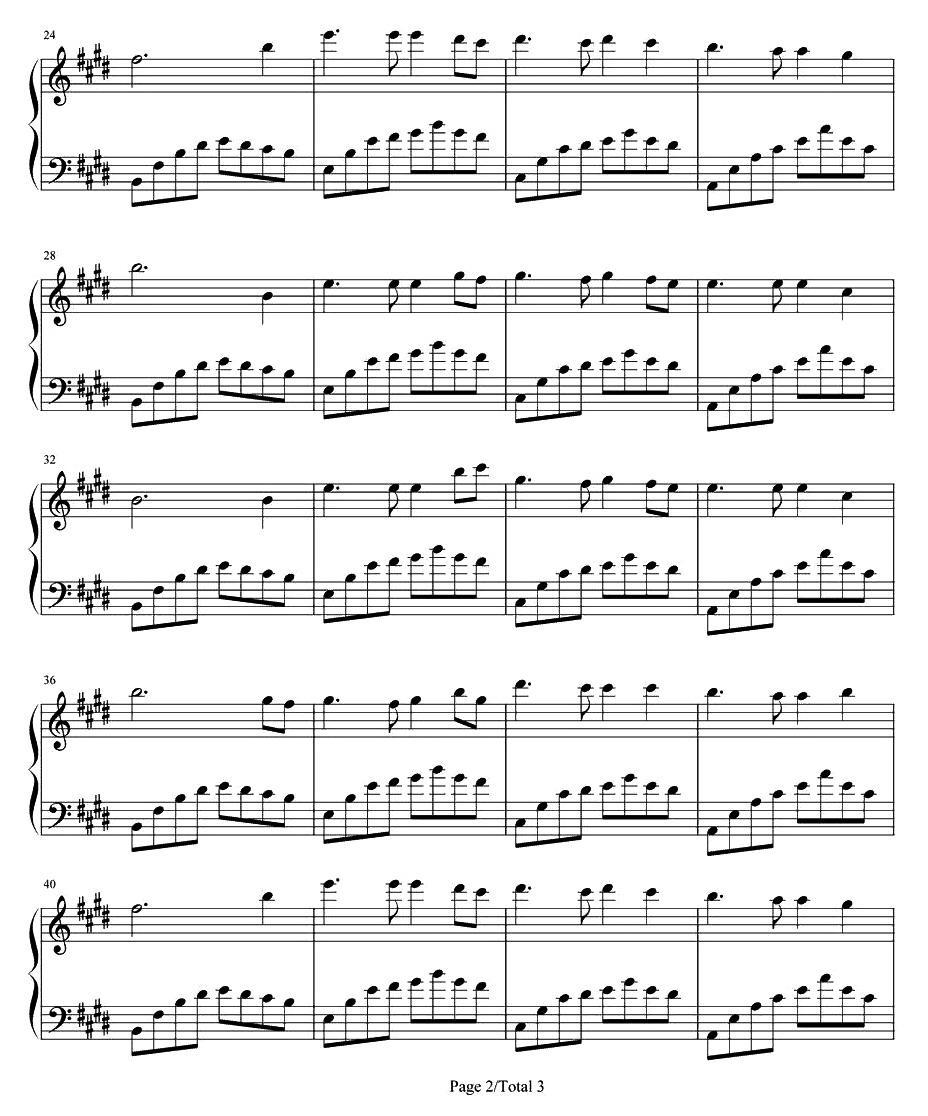 深情的少女钢琴曲谱（图2）