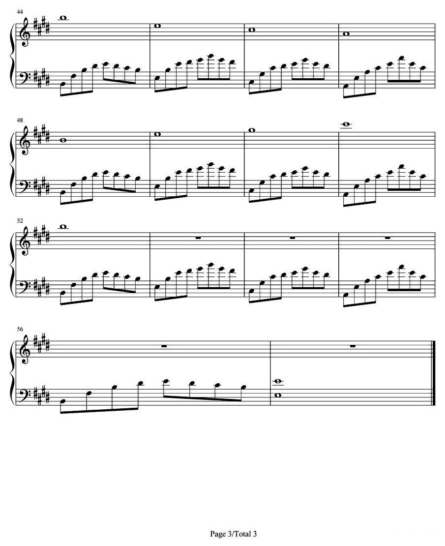 深情的少女钢琴曲谱（图3）