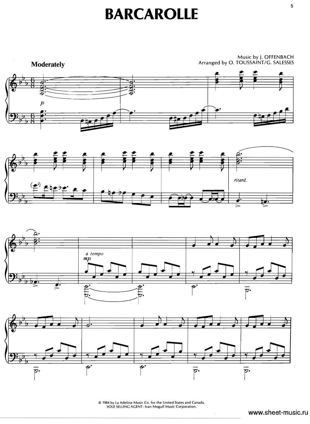 BARCAROLLE钢琴曲谱（图1）