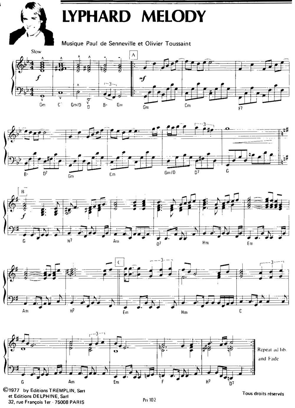 LYPHARD MELODY钢琴曲谱（图1）