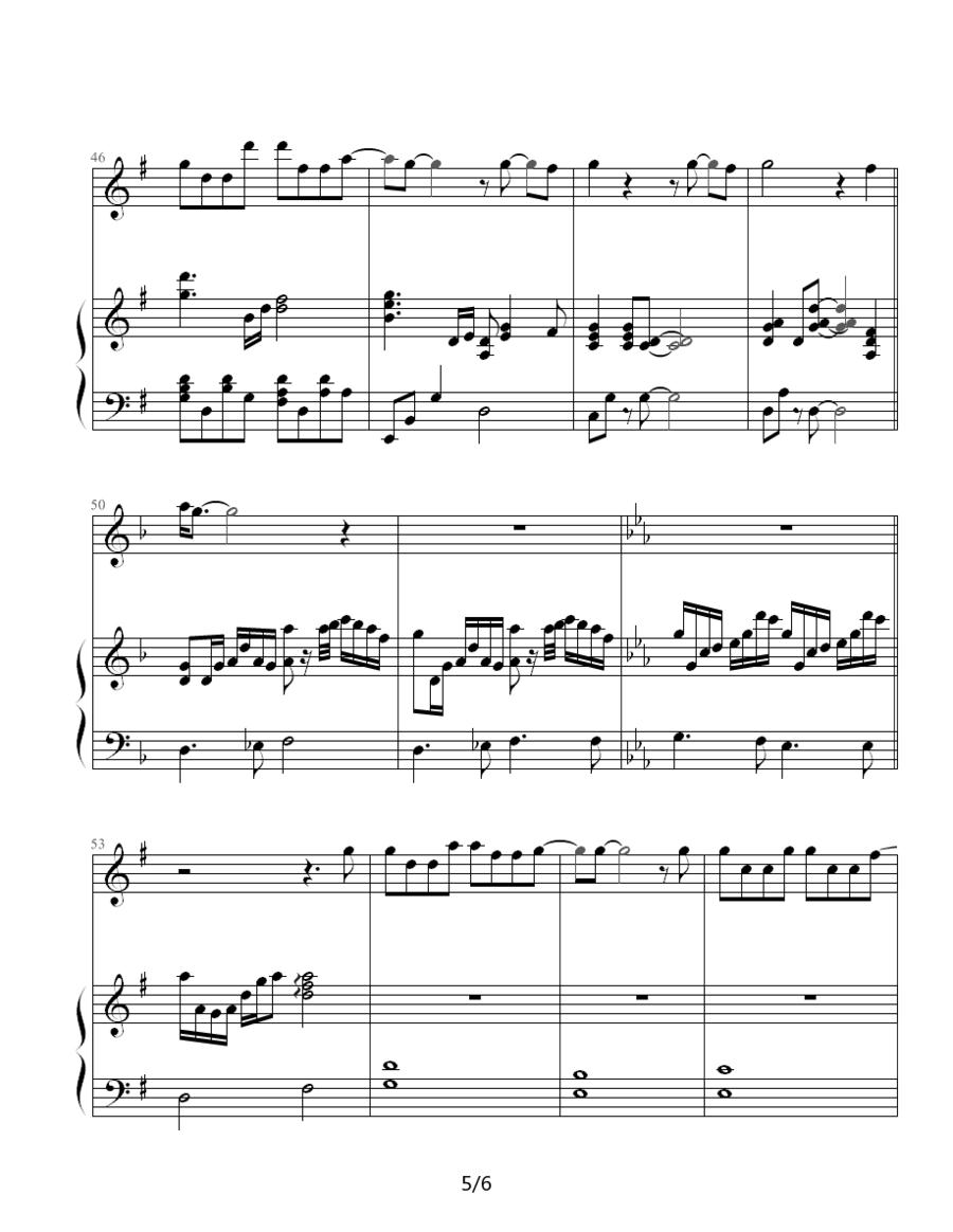 任性（钢琴伴奏谱）钢琴曲谱（图5）
