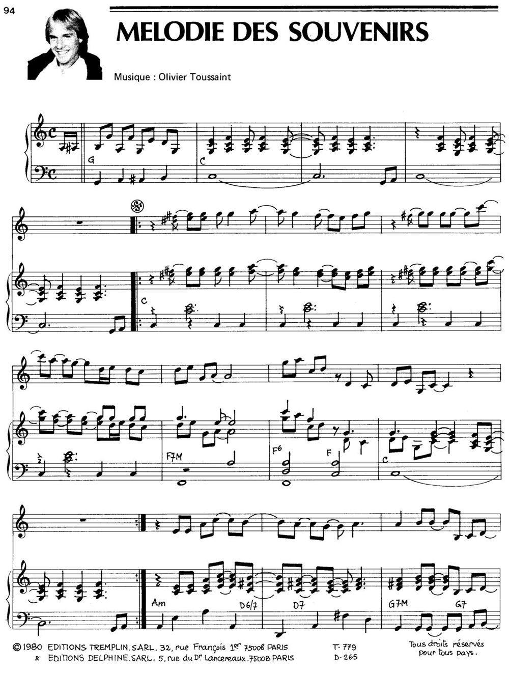 MELODIE DES SOUVENIRS钢琴曲谱（图1）