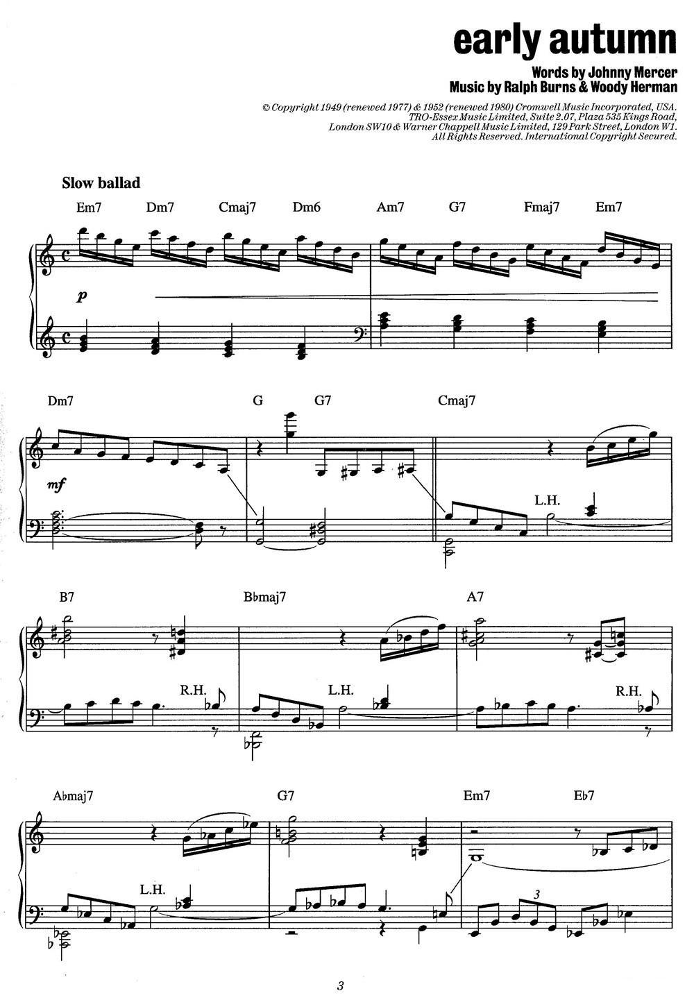 Early Autumn（爵士钢琴酒吧独奏钢琴谱）钢琴曲谱（图1）