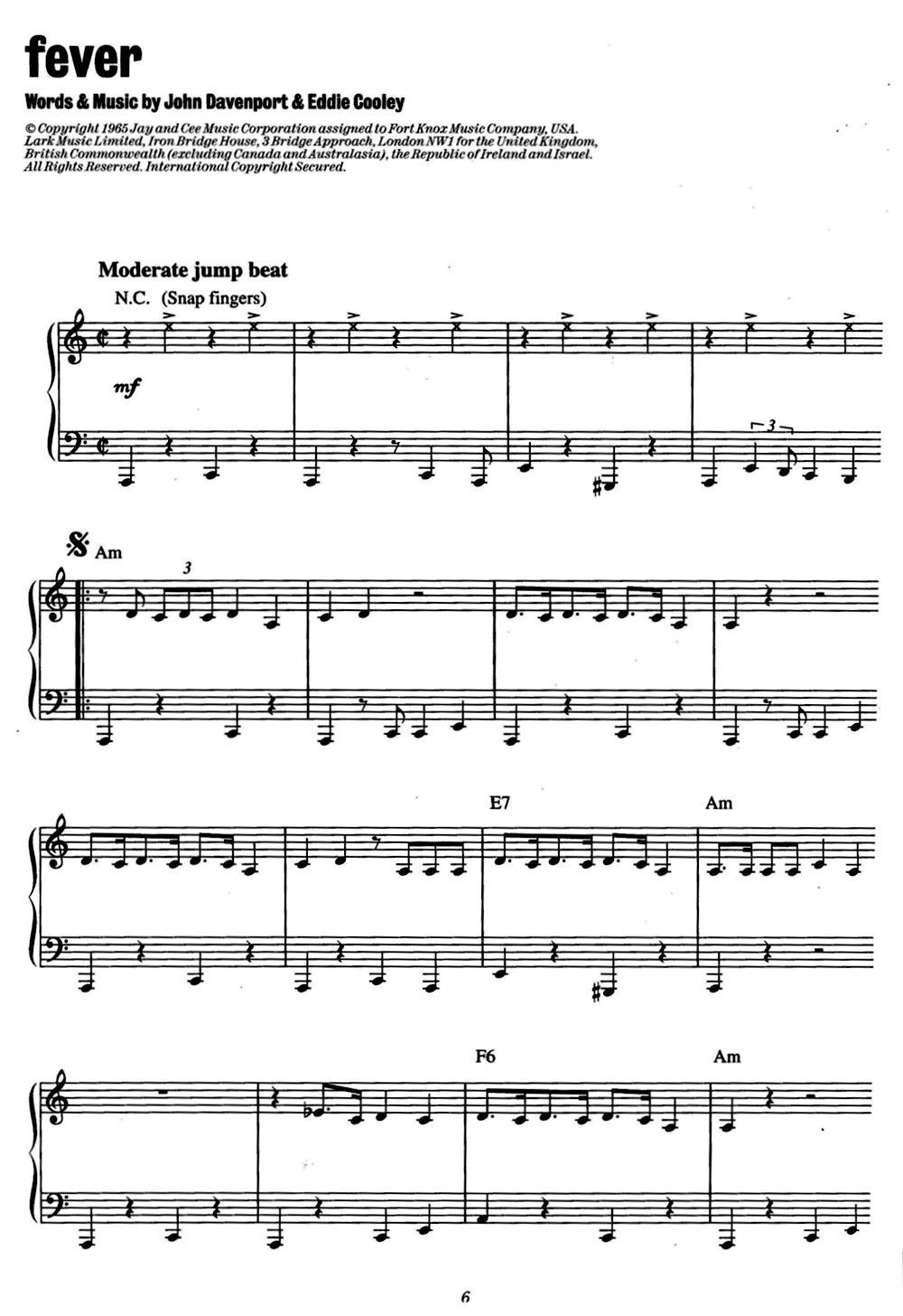 Fever钢琴曲谱（图1）