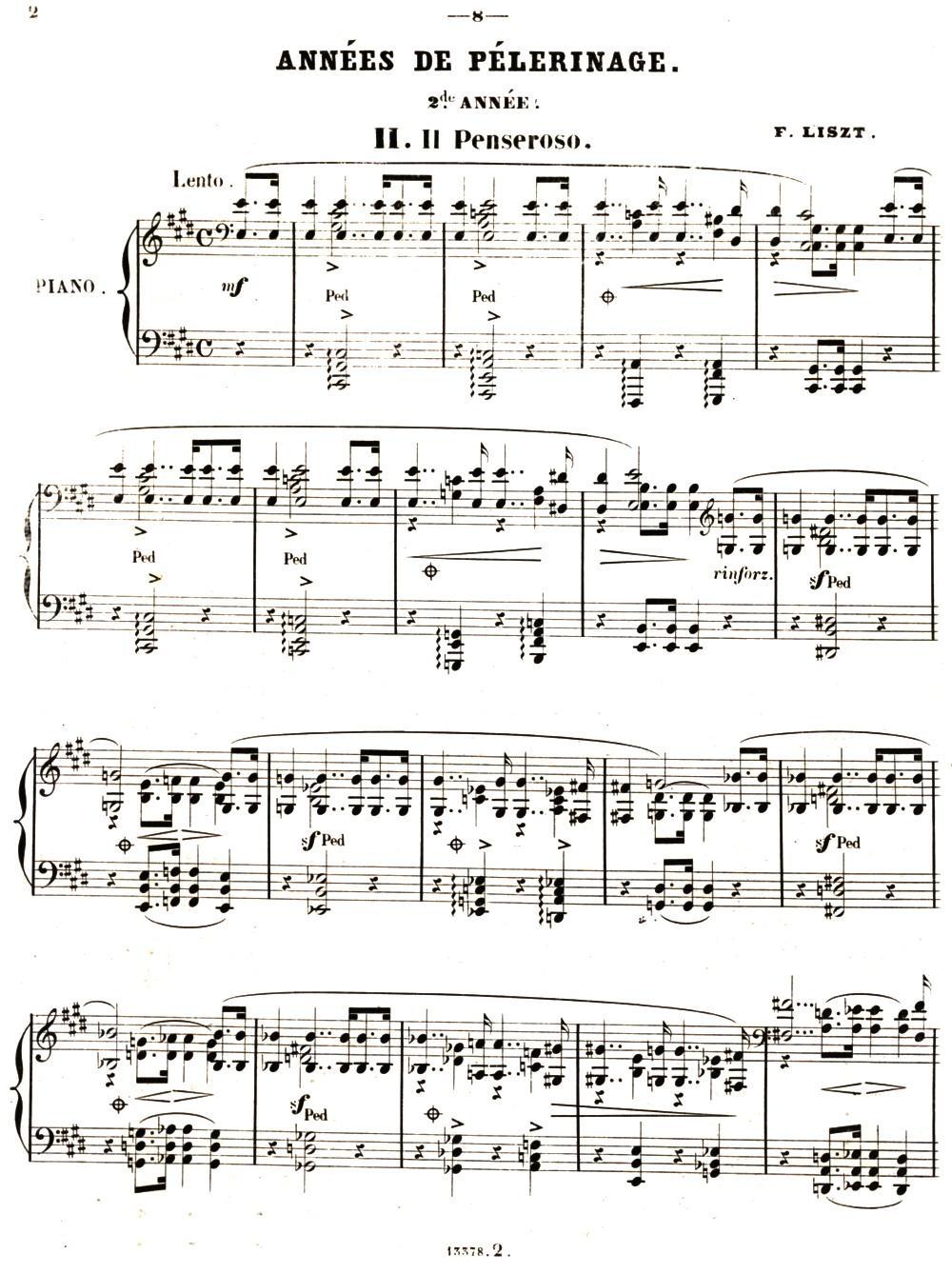 旅行岁月（第二集）意大利游记（ 2.沉思者 Il Pensieroso）钢琴曲谱（图1）